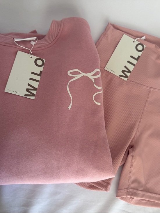 Wilo The Label Other - Wilo The Label Blush Women's “Probably at Pilates” Bow Sweatshirt & Spandex Set